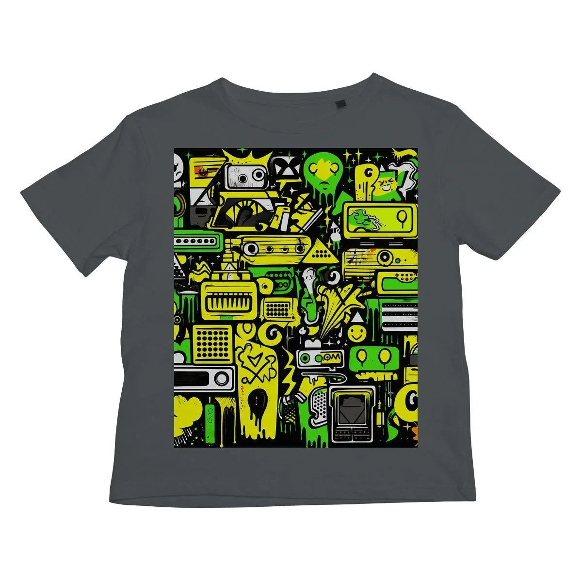 Graffiti Green and Yellow Abstract: A Dive into Vibrant Urban Art Kids T-Shirt - D'Sare 
