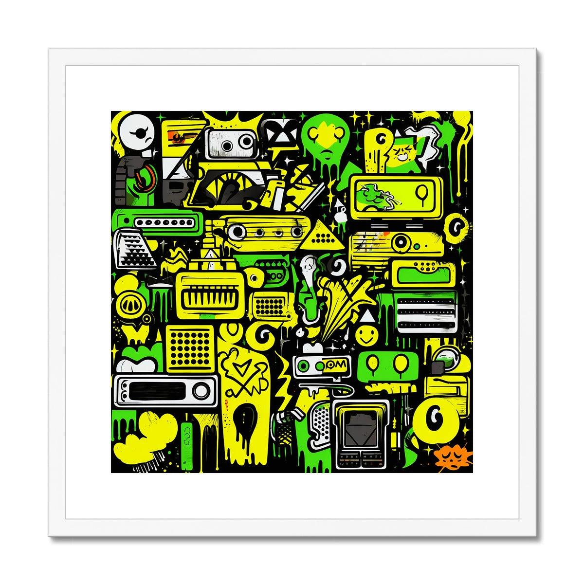 Graffiti Green and Yellow Abstract: A Dive into Vibrant Urban Art Framed & Mounted Print - D'Sare 