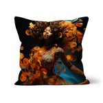 Orange Flower  Goddess Blue  Cushion