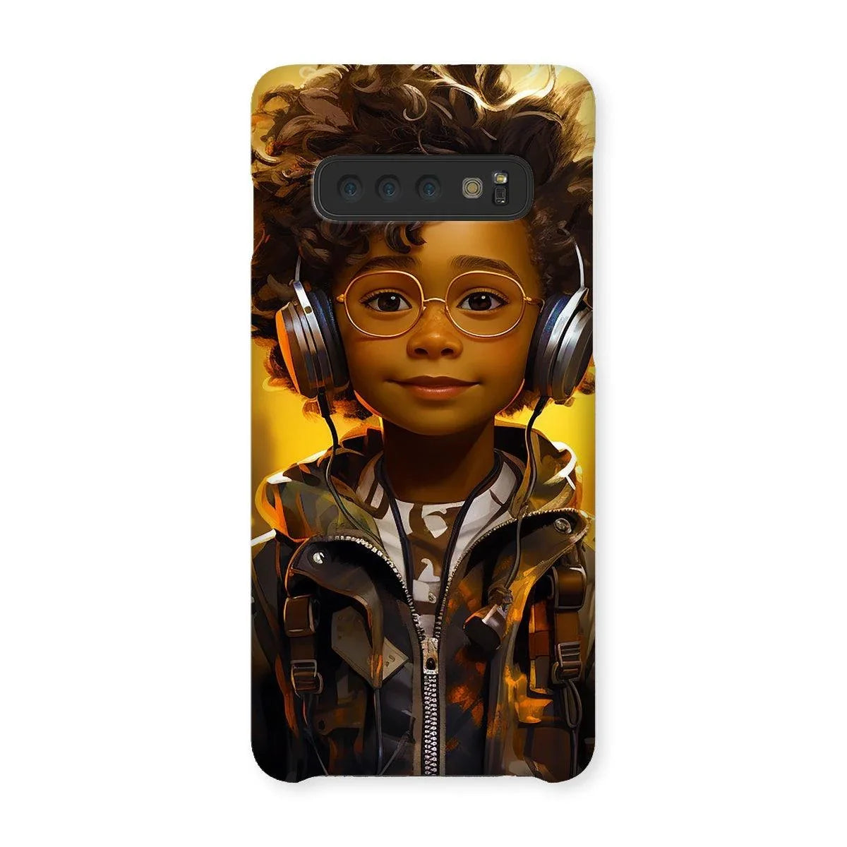 Little Boy Dino Dream Earphone: MelanatedMe Adventures by D'Sare Snap Phone Case - D'Sare 