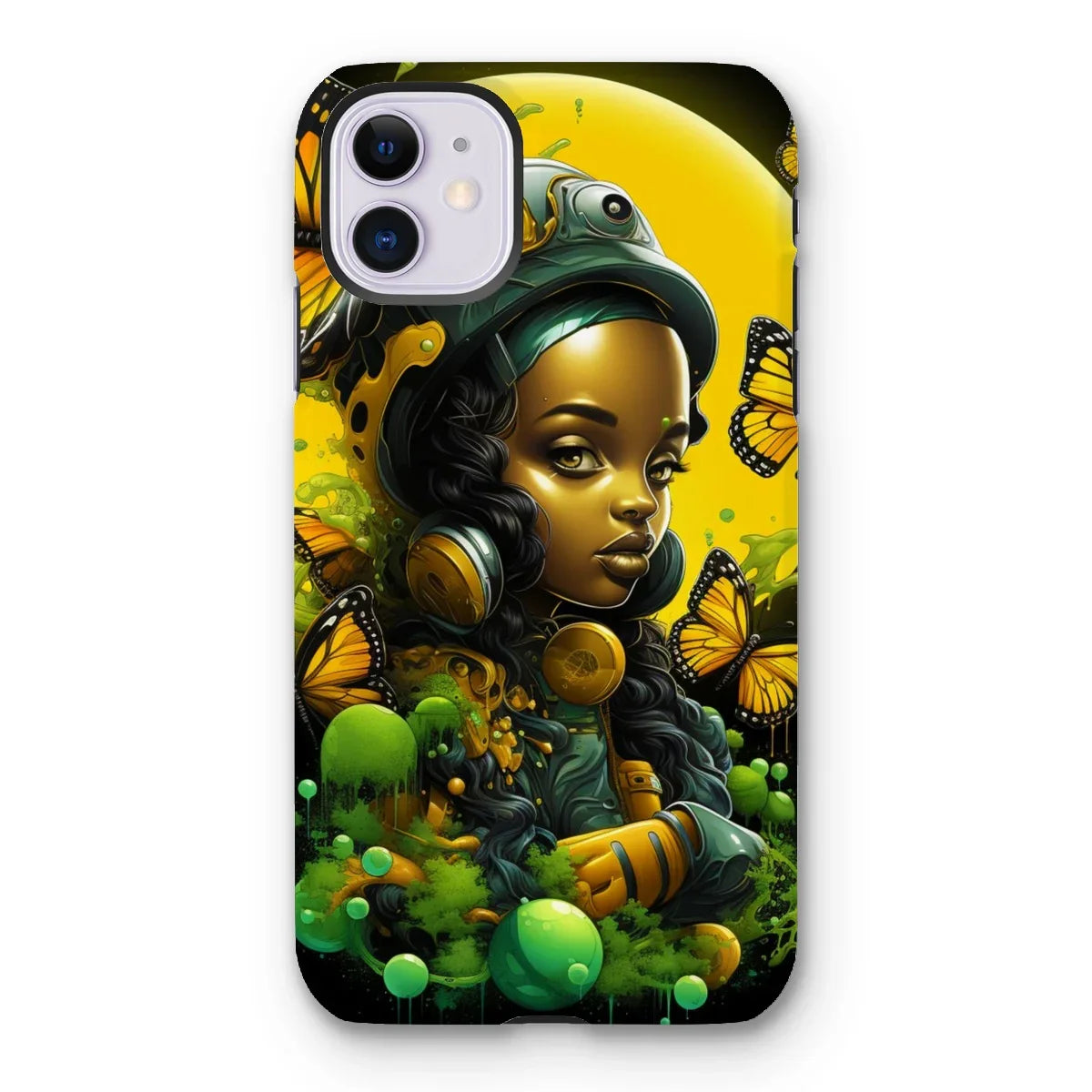 Monarch Butterfly Urban Fantasy Art Print - Afrofuturistic Girl with Butterflies Tough Phone Case - D'Sare