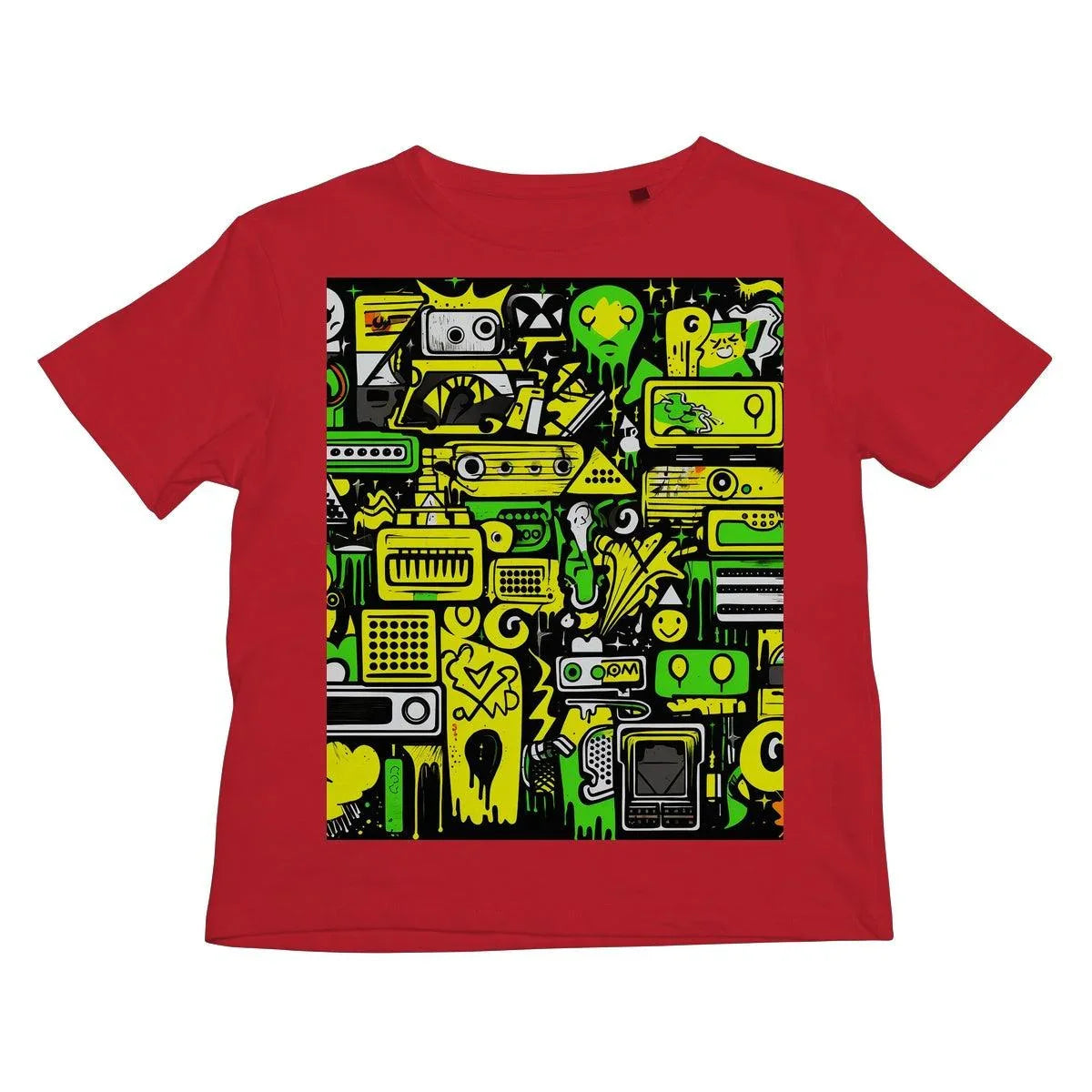 Graffiti Green and Yellow Abstract: A Dive into Vibrant Urban Art Kids T-Shirt - D'Sare 