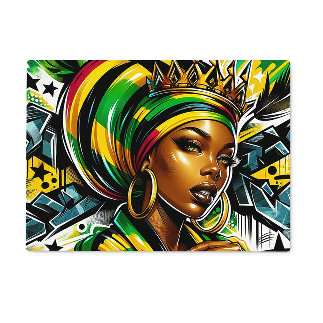 Gift For Her Rasta Queen Street Black Women Gift Glass Chopping Board - D'Sare