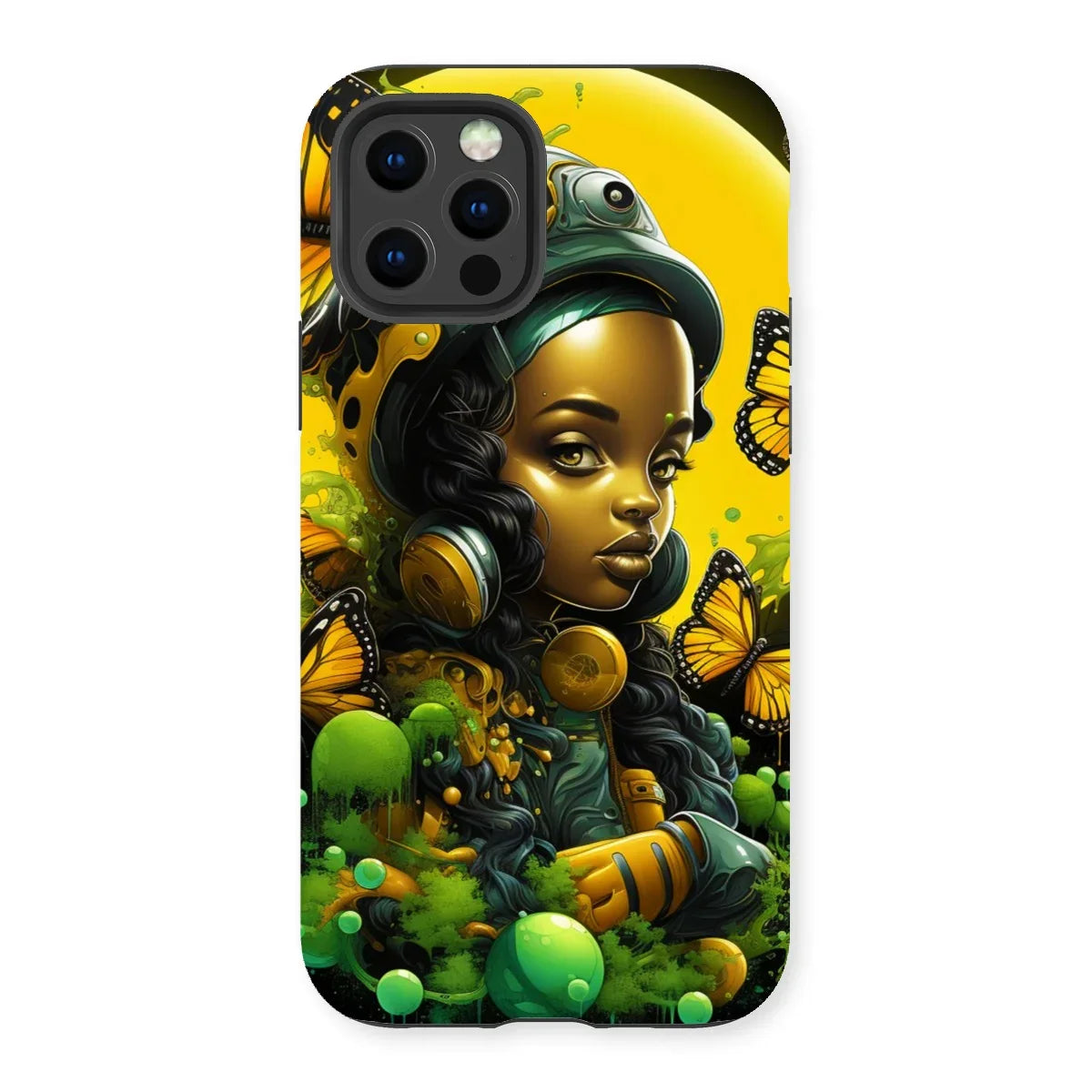 Monarch Butterfly Urban Fantasy Art Print - Afrofuturistic Girl with Butterflies Tough Phone Case - D'Sare