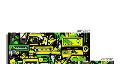 Graffiti Green and Yellow Abstract: A Dive into Vibrant Urban Art C-Type Print by Prodigi