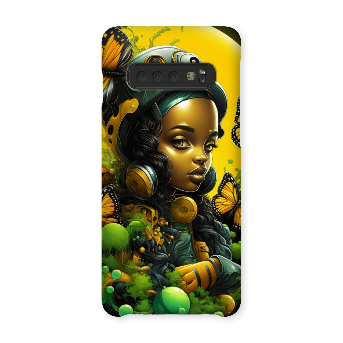 Monarch Butterfly Urban Fantasy Art Print - Afrofuturistic Girl with Butterflies Snap Phone Case