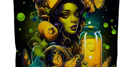 Bioluminescent Dreams | Monarch Butterfly Alchemist | Vibrant Fantasy Canvas Tote Bag by D'Sare