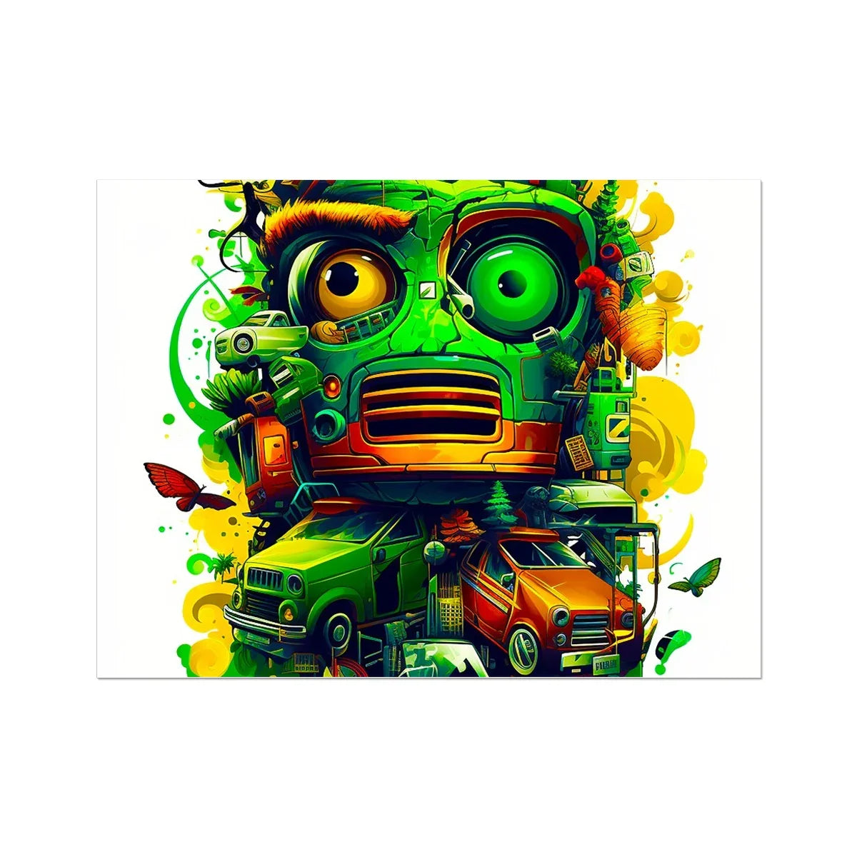 Graffiti Odyssey Surreal Urban Jungle Car Junk Yard Wall Art Poster by Prodigi
