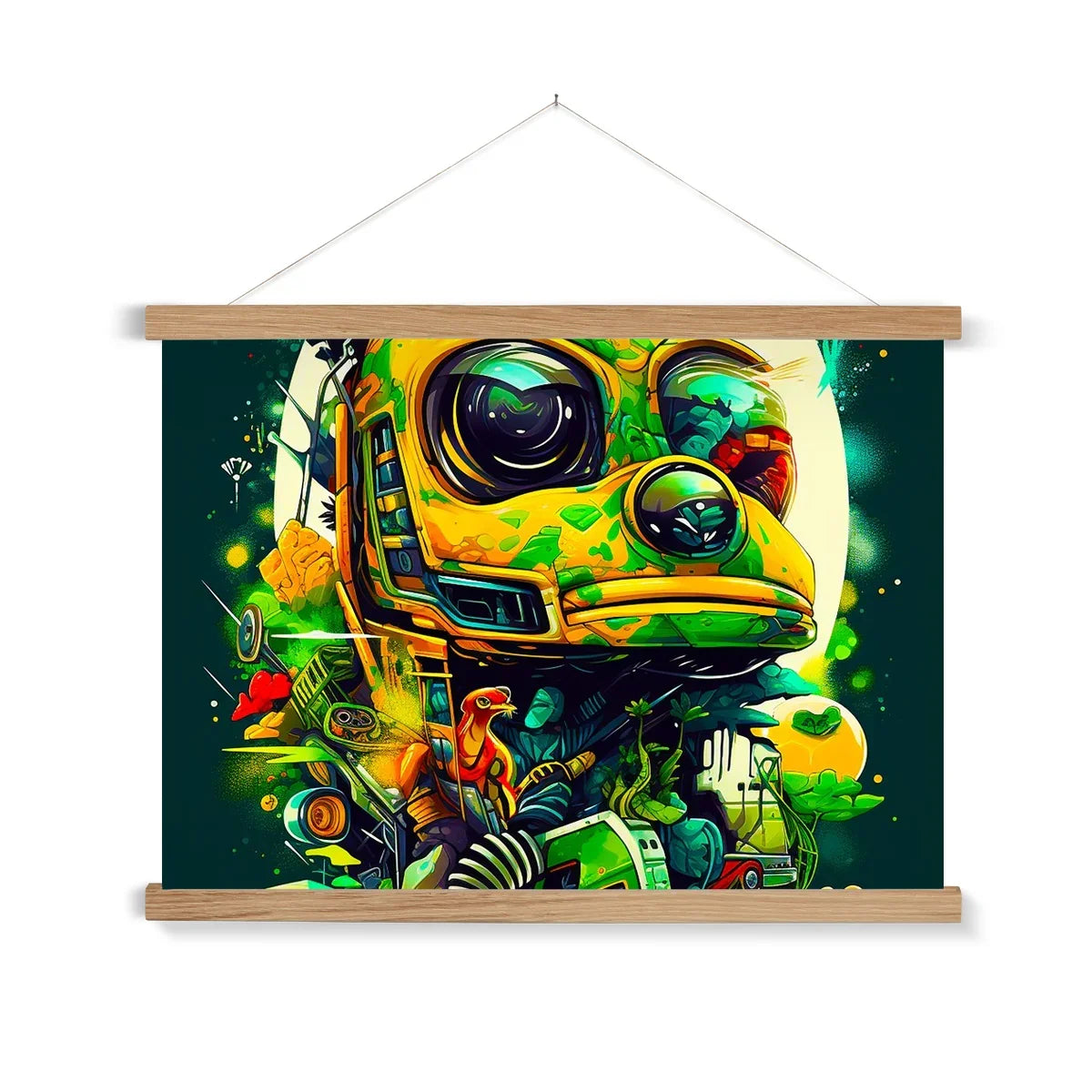 Mechanical Muse: Vibrant Graffiti Odyssey in Surreal Auto Wonderland Fine Art Print with Hanger - D'Sare