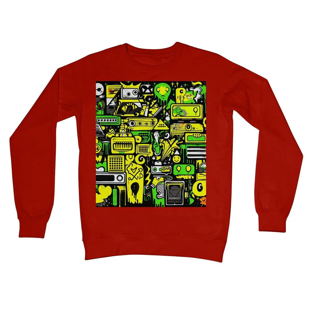 Graffiti Green and Yellow Abstract: A Dive into Vibrant Urban Art Crew Neck Sweatshirt by Prodigi