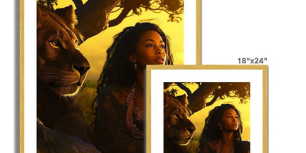 Empress Divine: The Black Feminine & Lion of Judah Legacy Antique Framed & Mounted Print by Prodigi