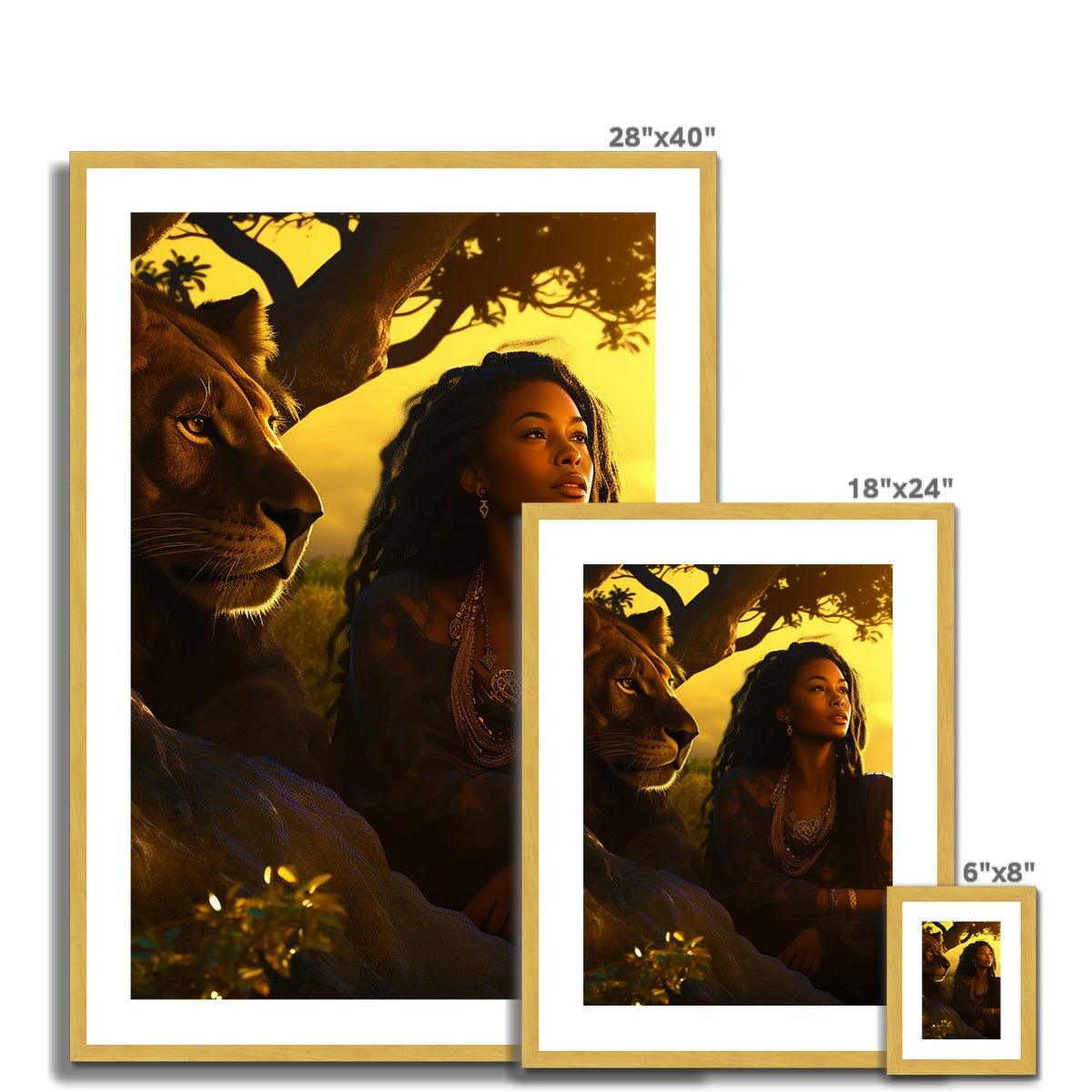 Empress Divine: The Black Feminine & Lion of Judah Legacy Antique Framed & Mounted Print - D'Sare 