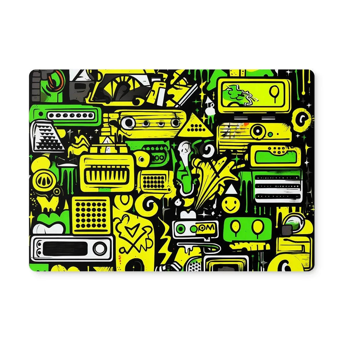 Graffiti Green and Yellow Abstract: A Dive into Vibrant Urban Art Placemat - D'Sare 