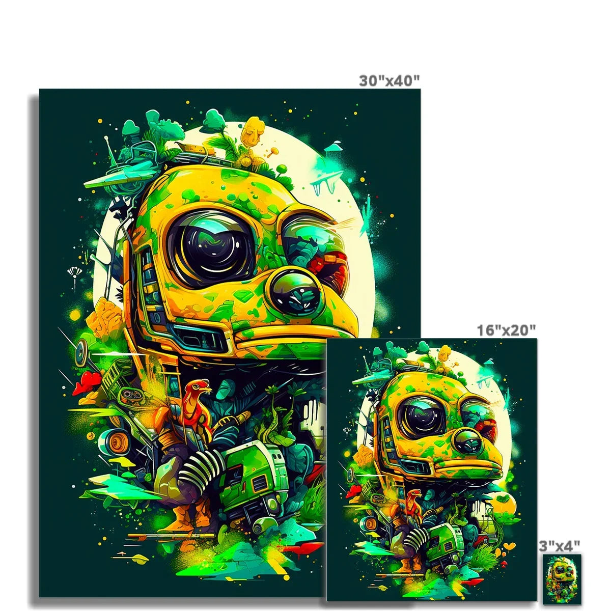 Mechanical Muse: Vibrant Graffiti Odyssey in Surreal Auto Wonderland C-Type Print - D'Sare