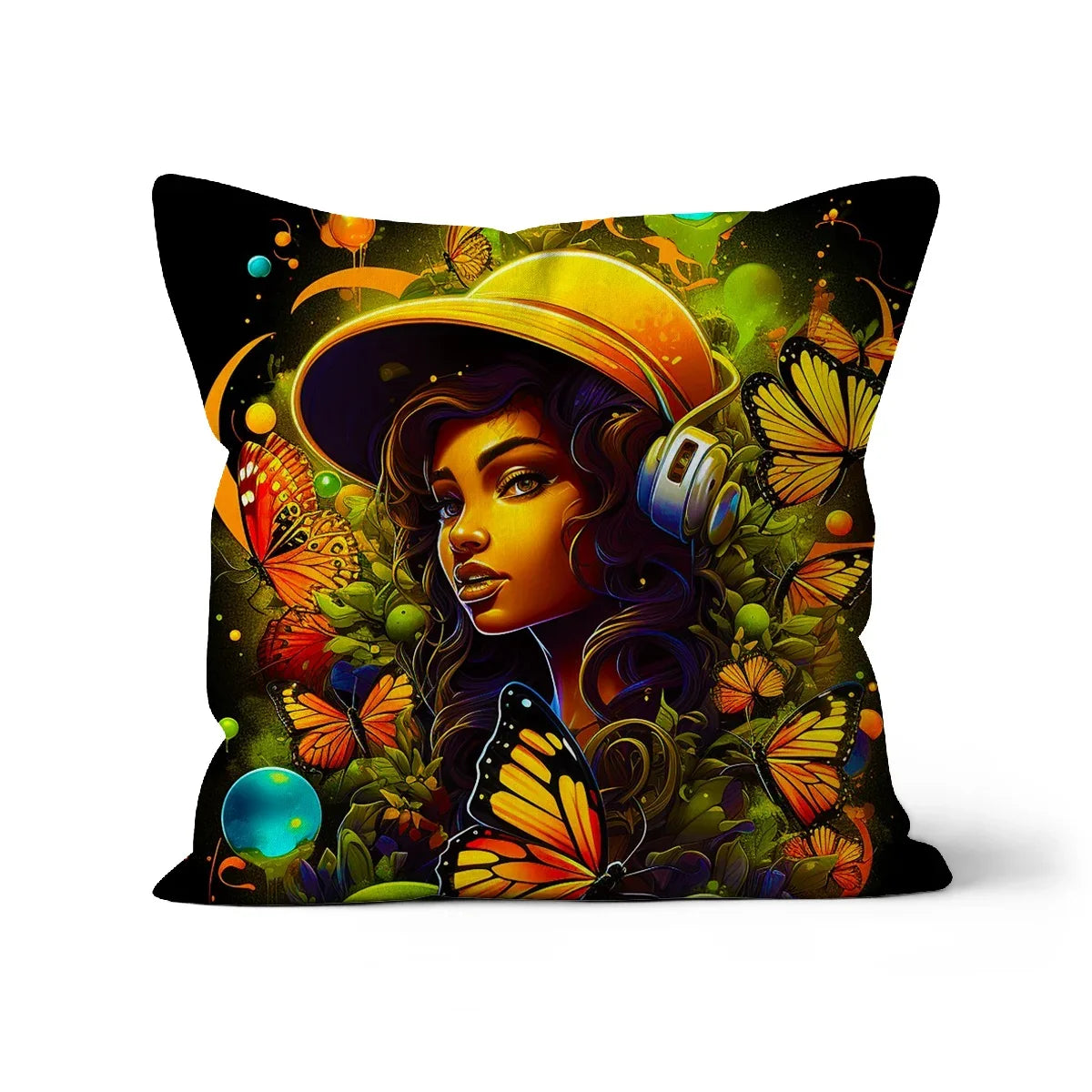 Urban Girl Neon Butterfly Headphone Pop Cushion by Prodigi