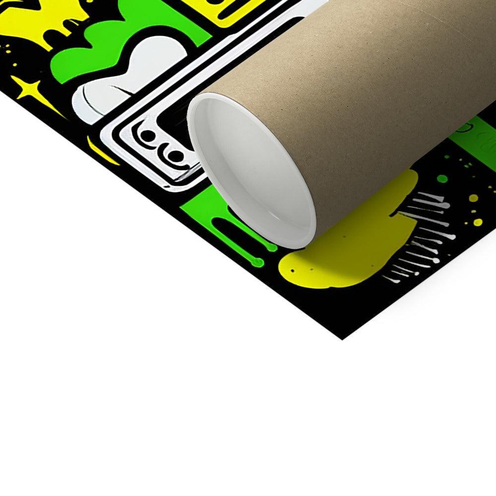 Graffiti Green and Yellow Abstract: A Dive into Vibrant Urban Art Fine Art Print - D'Sare 