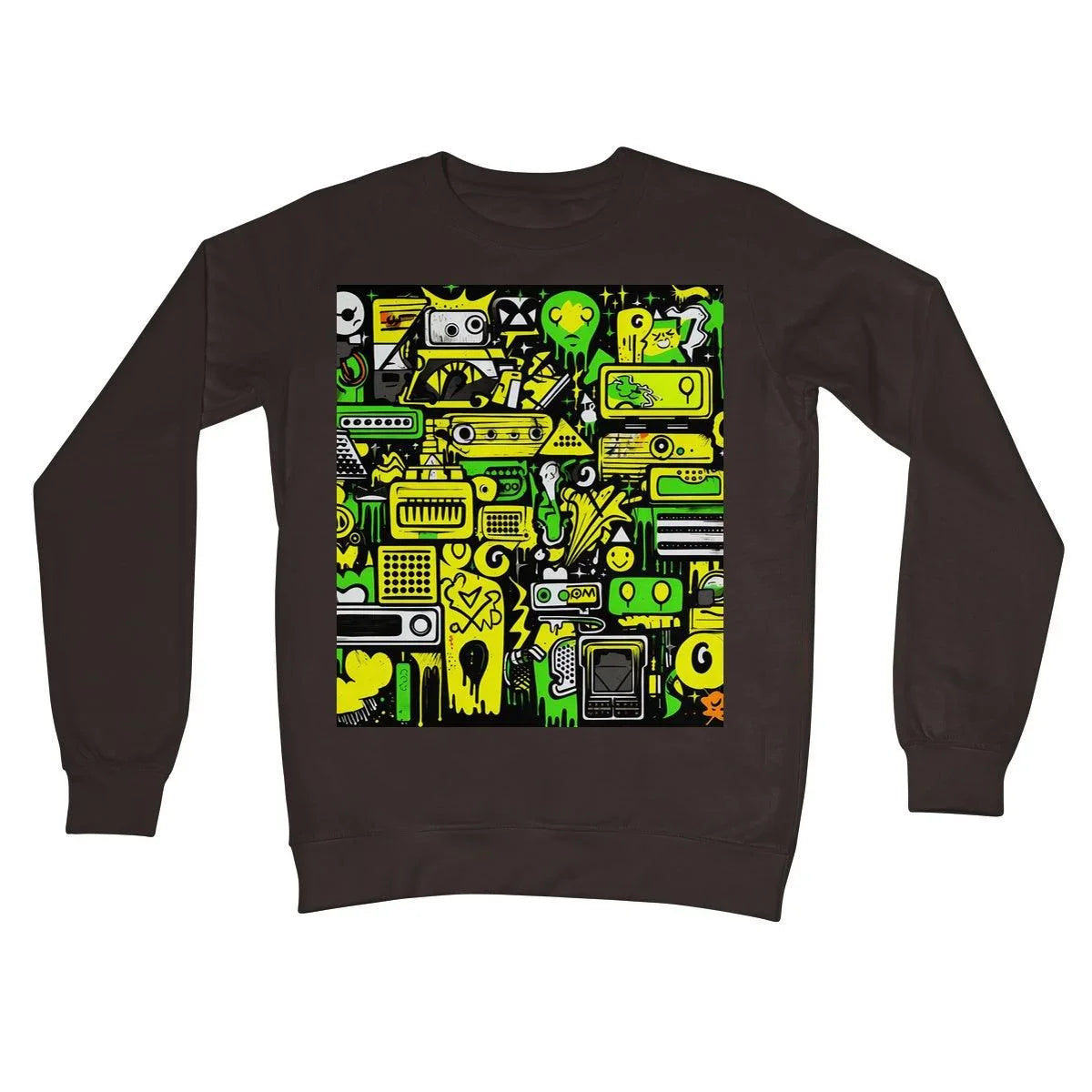 Graffiti Green and Yellow Abstract: A Dive into Vibrant Urban Art Crew Neck Sweatshirt by Prodigi