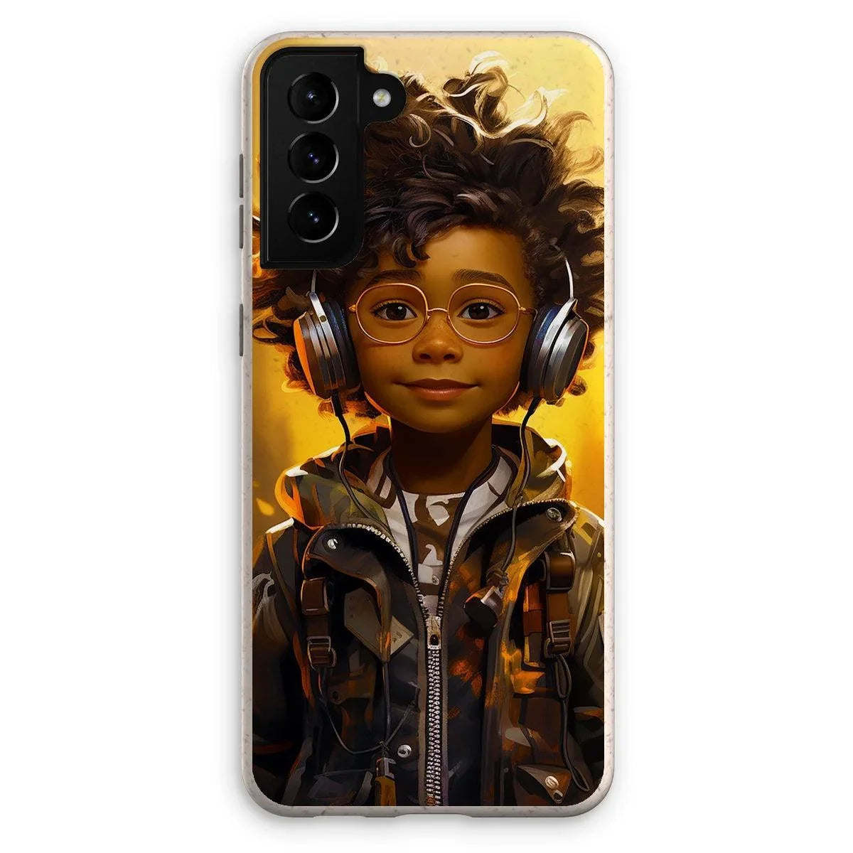 Little Boy Dino Dream Earphone: MelanatedMe Adventures by D'Sare Eco Phone Case - D'Sare 