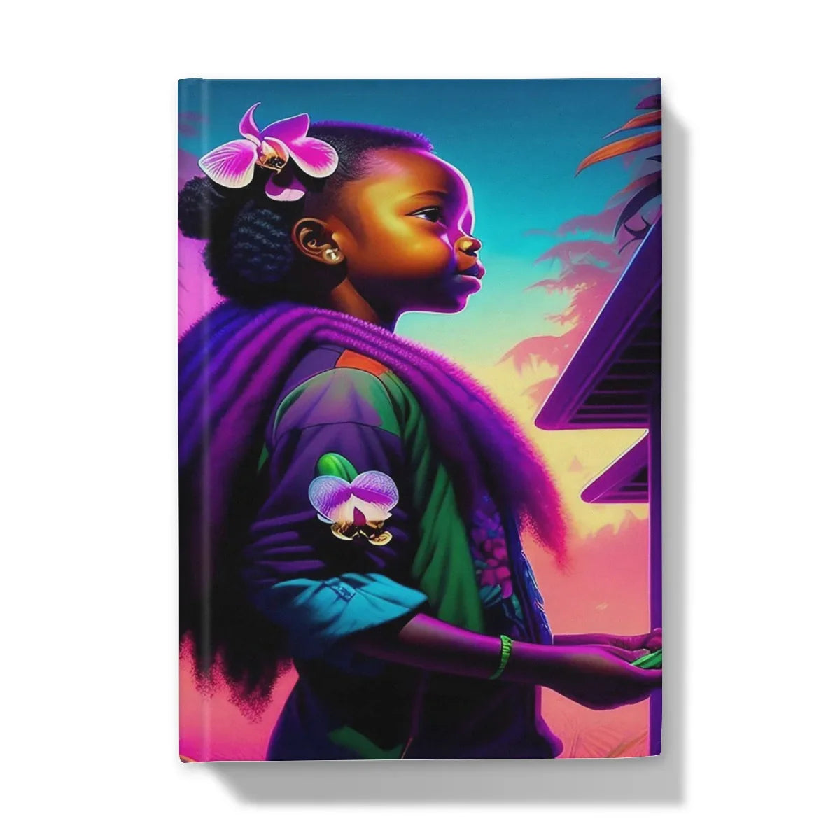 Voyage Bloom Neon Orchid Explorer's Journal by MelanatedME Hardback Journal - D'Sare