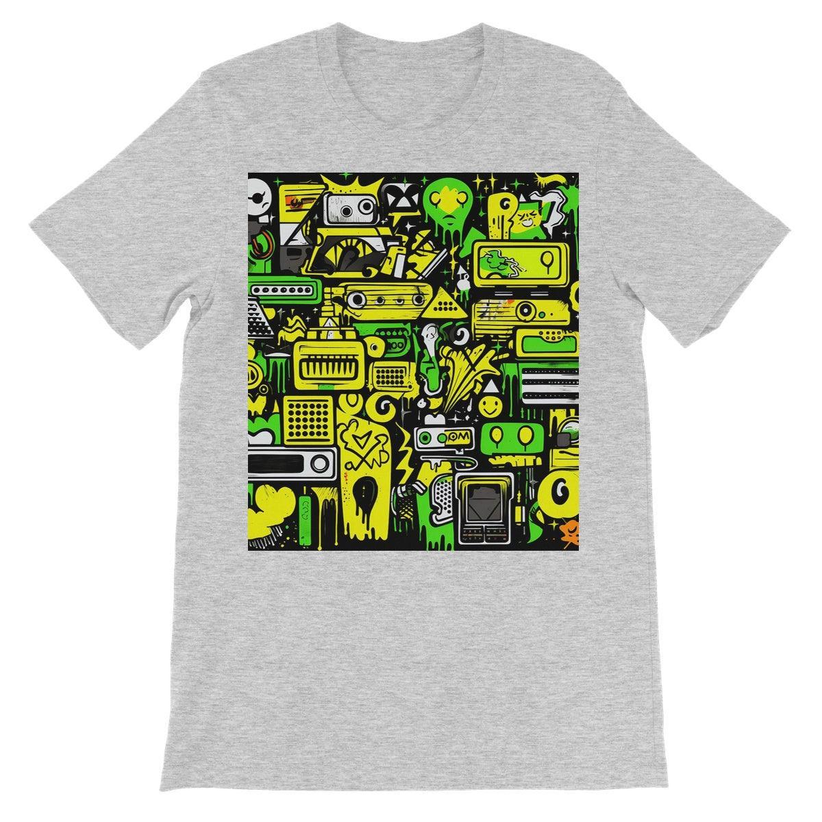 Graffiti Green and Yellow Abstract: A Dive into Vibrant Urban Art Unisex Short Sleeve T-Shirt - D'Sare 
