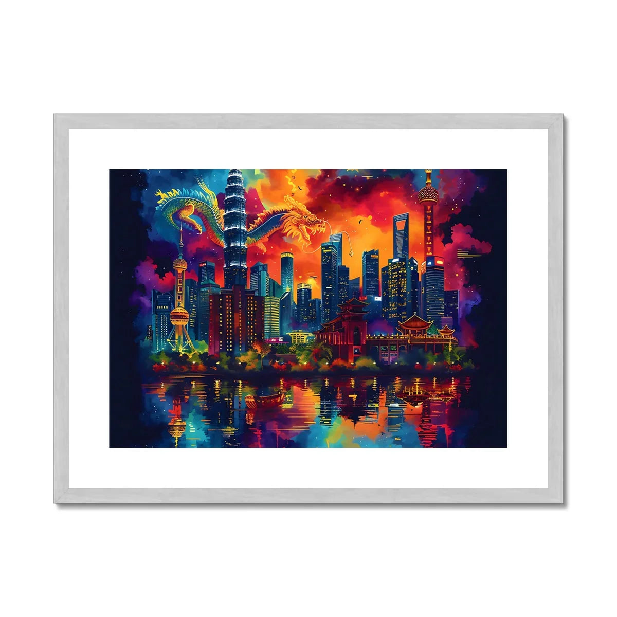 2024 Year Of The Dragon Celebration Antique Framed & Mounted Print - D'Sare