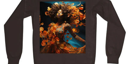 Orange Flower Goddess Blue Crew Neck Sweatshirt by Prodigi