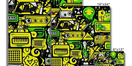 Graffiti Green and Yellow Abstract: A Dive into Vibrant Urban Art Eco Canvas by Prodigi