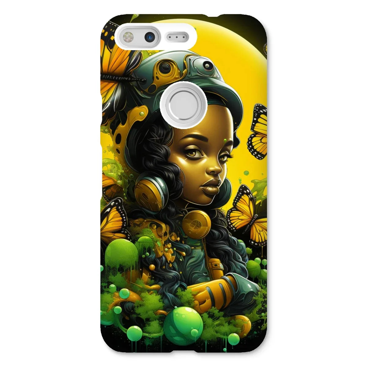 Monarch Butterfly Urban Fantasy Art Print - Afrofuturistic Girl with Butterflies Snap Phone Case - D'Sare