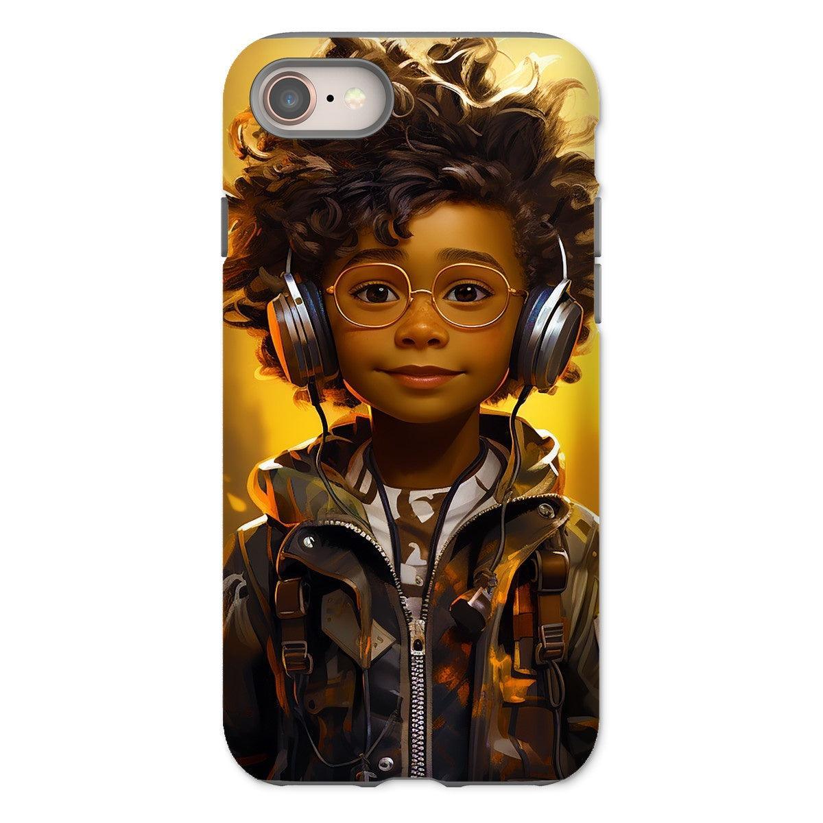 Little Boy Dino Dream Earphone: MelanatedMe Adventures by D'Sare Tough Phone Case - D'Sare 
