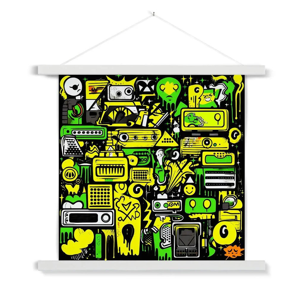 Graffiti Green and Yellow Abstract: A Dive into Vibrant Urban Art Fine Art Print with Hanger - D'Sare 