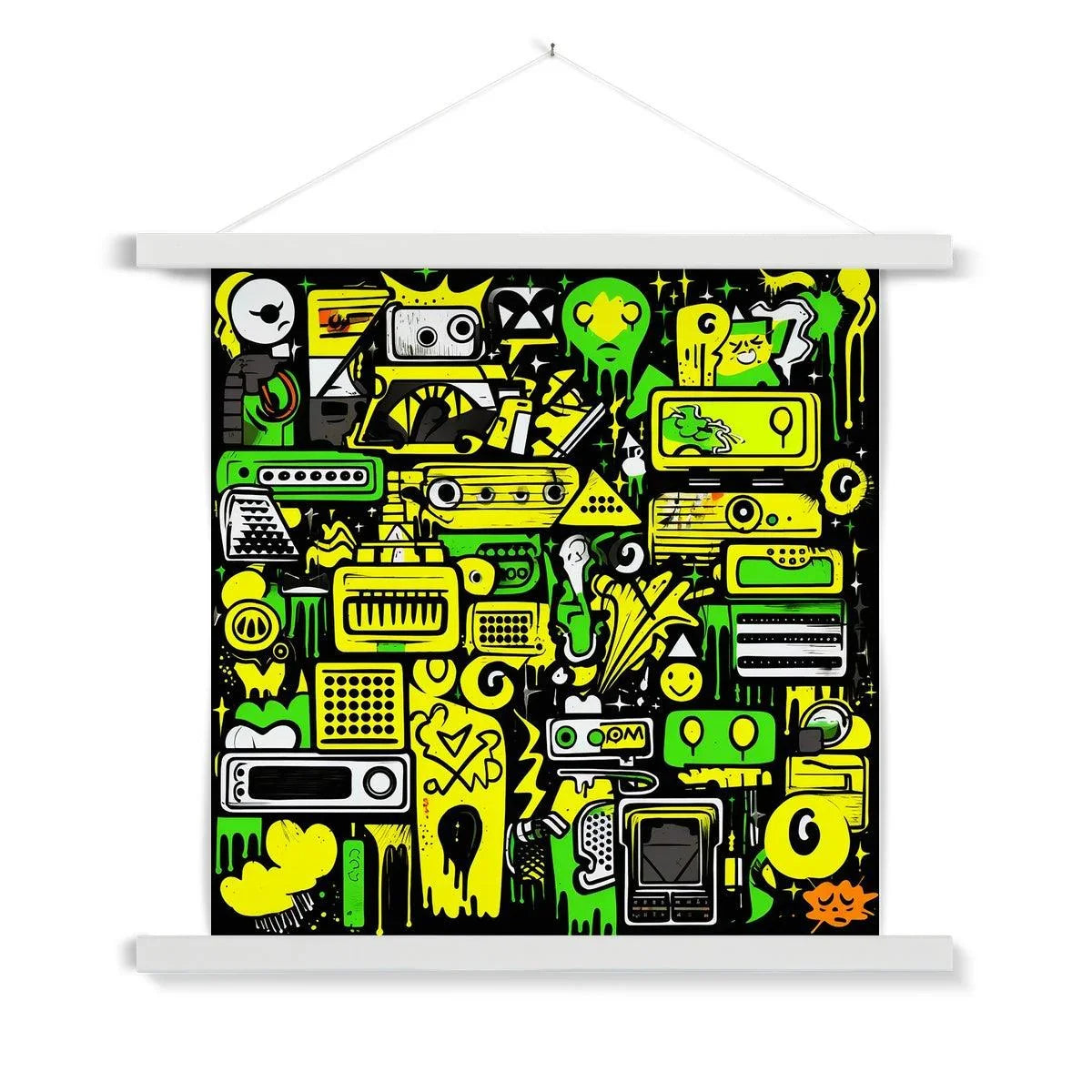 Graffiti Green and Yellow Abstract: A Dive into Vibrant Urban Art Fine Art Print with Hanger - D'Sare 