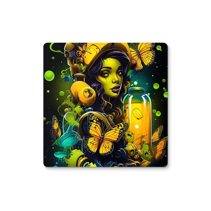 Bioluminescent Dreams | Monarch Butterfly Alchemist | Vibrant Fantasy  Coaster