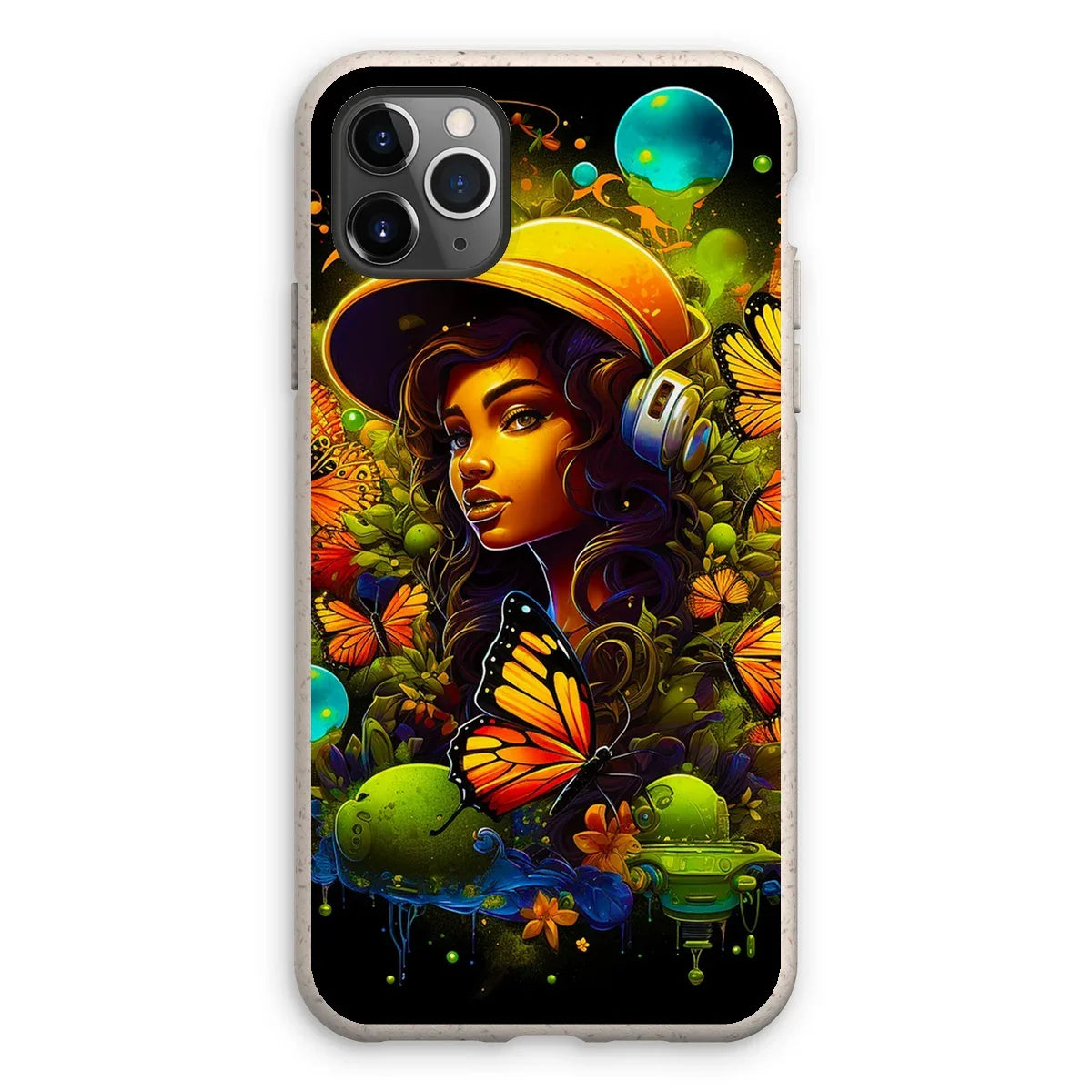 Urban Girl Neon Butterfly Headphone Pop Eco Phone Case - D'Sare