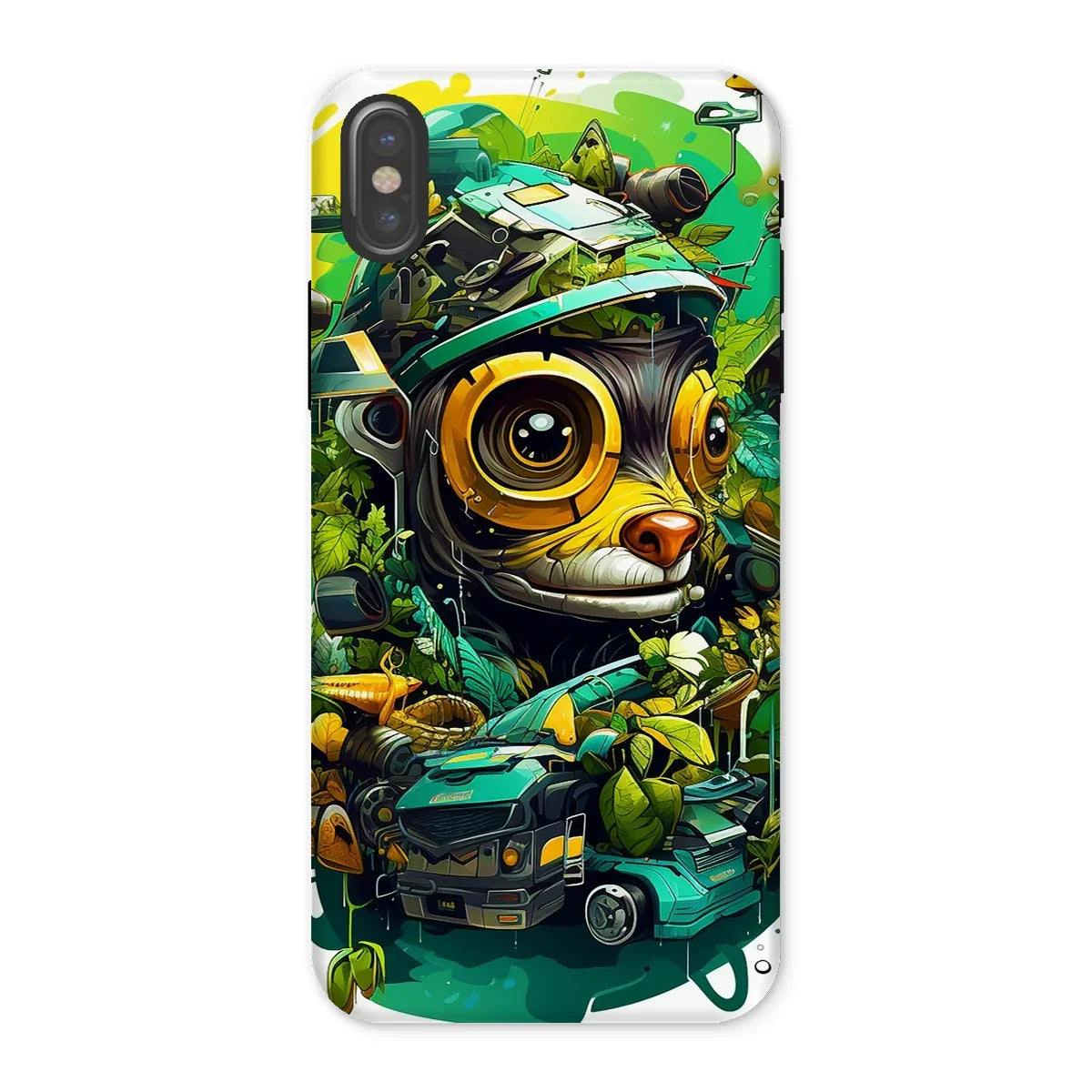 Nature's Resilience: Surreal Auto-Forest Artwork - Whimsical Raccoon and Greenery Infused Car  Tough Phone Case - D'Sare