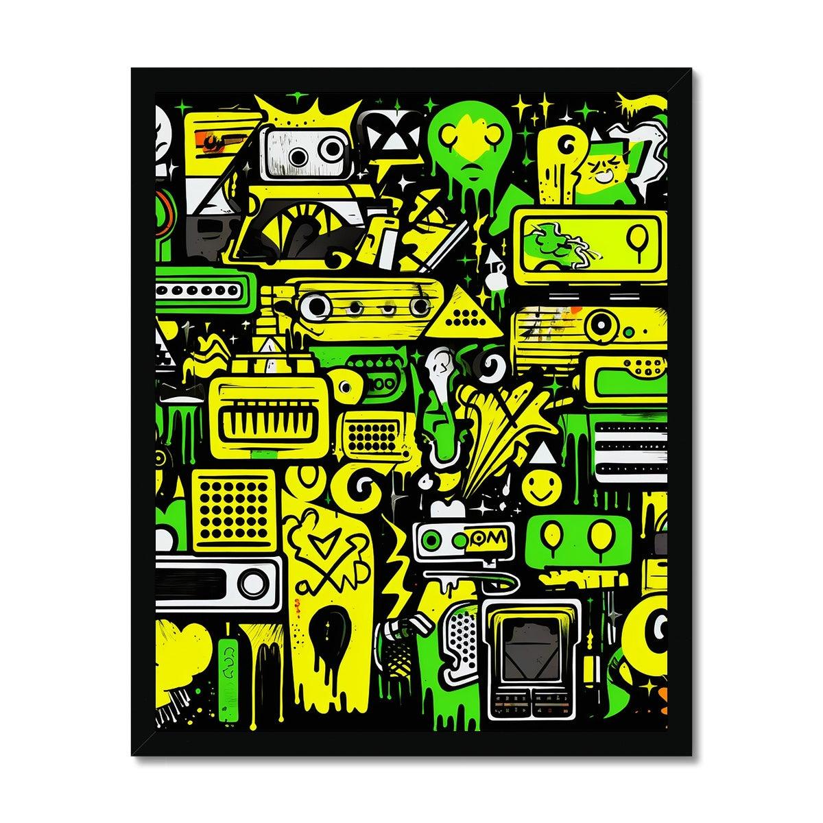 Graffiti Green and Yellow Abstract: A Dive into Vibrant Urban Art Budget Framed Poster - D'Sare 