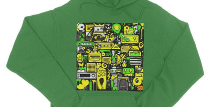 Graffiti Green and Yellow Abstract: A Dive into Vibrant Urban Art College Hoodie by Prodigi