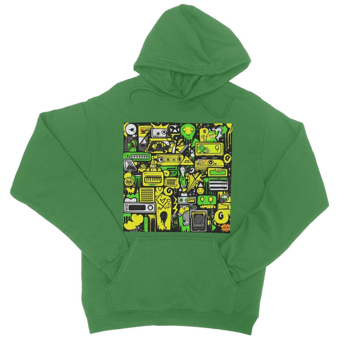 Graffiti Green and Yellow Abstract: A Dive into Vibrant Urban Art College Hoodie - D'Sare 