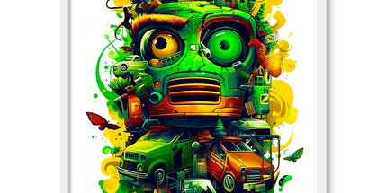 Graffiti Odyssey Surreal Urban Jungle Car Junk Yard Framed Photo Tile by D'Sare