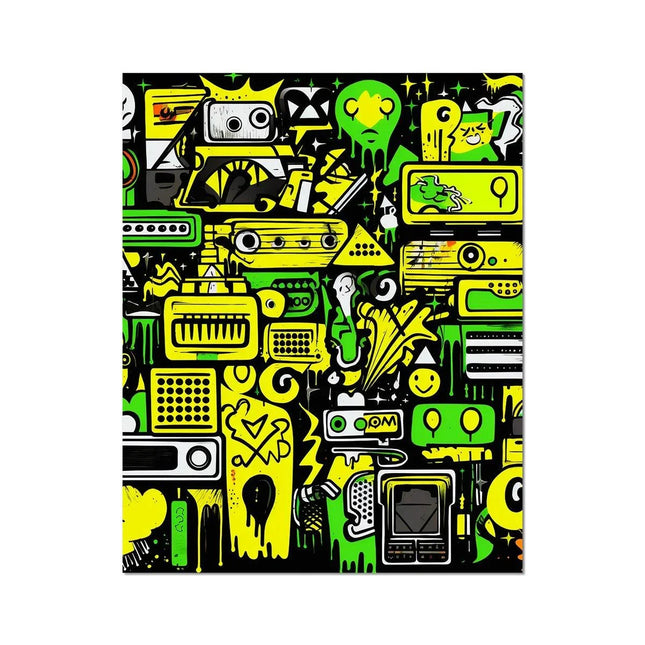 Graffiti Green and Yellow Abstract: A Dive into Vibrant Urban Art C-Type Print by Prodigi