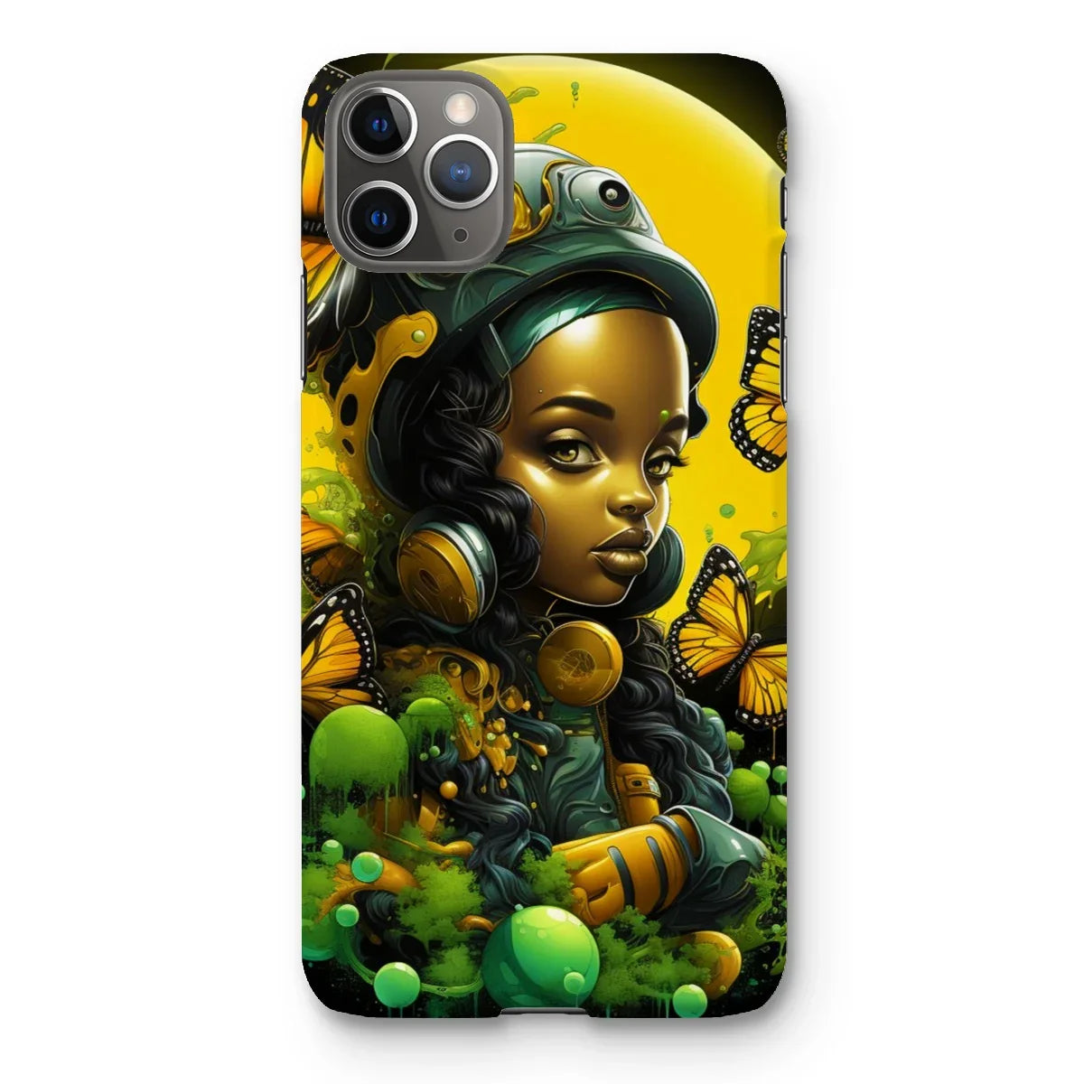 Monarch Butterfly Urban Fantasy Art Print - Afrofuturistic Girl with Butterflies Snap Phone Case - D'Sare