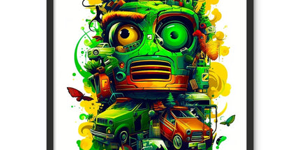 Graffiti Odyssey Surreal Urban Jungle Car Junk Yard Framed Photo Tile by D'Sare