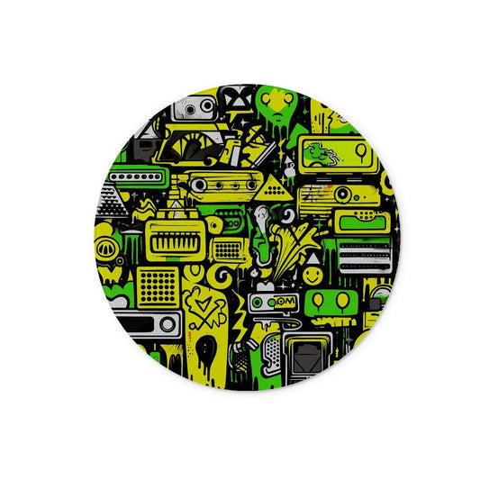 Graffiti Green and Yellow Abstract: A Dive into Vibrant Urban Art Glass Chopping Board - D'Sare 
