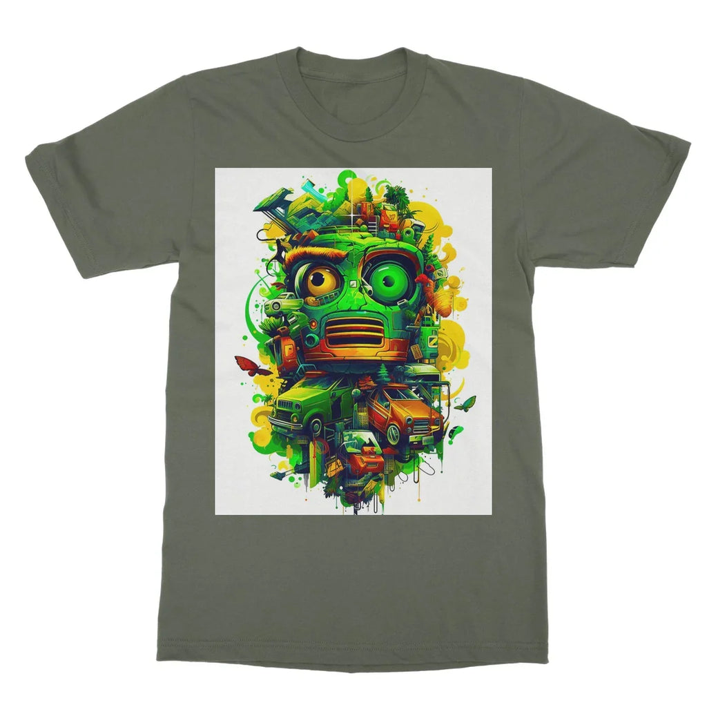 Graffiti Odyssey Surreal Urban Jungle Car Junk Yard Softstyle T-Shirt by Prodigi