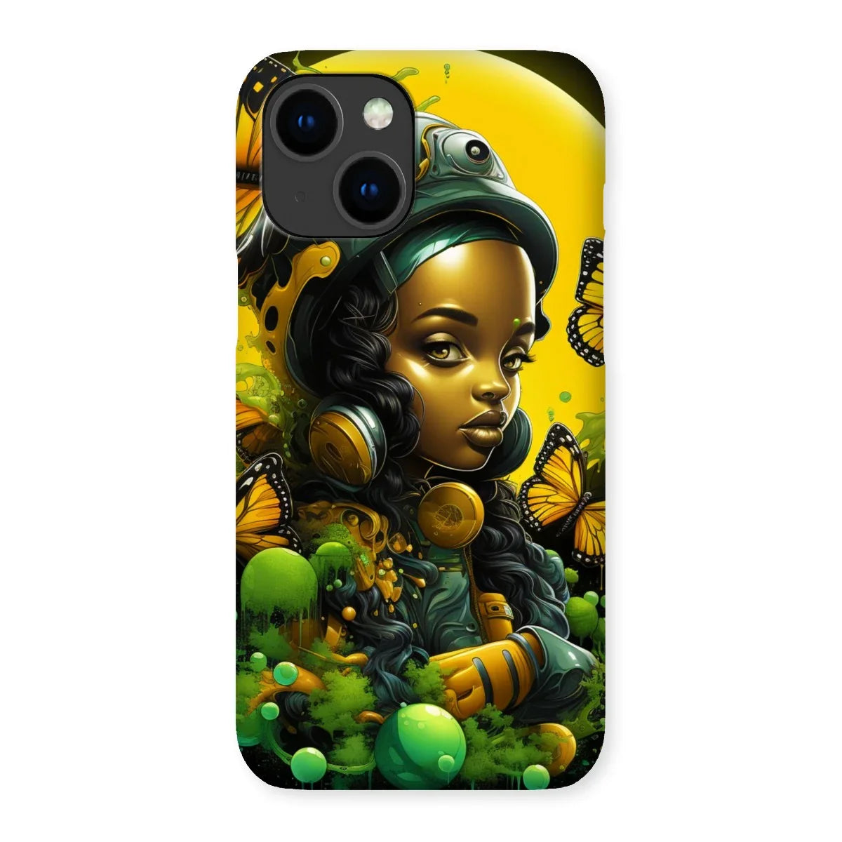 Monarch Butterfly Urban Fantasy Art Print - Afrofuturistic Girl with Butterflies Snap Phone Case - D'Sare