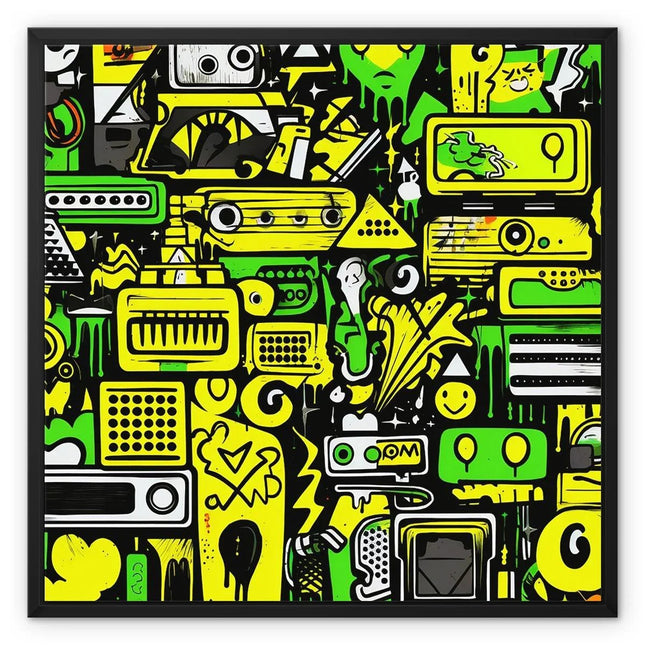 Graffiti Green and Yellow Abstract: A Dive into Vibrant Urban Art Framed Canvas by Prodigi
