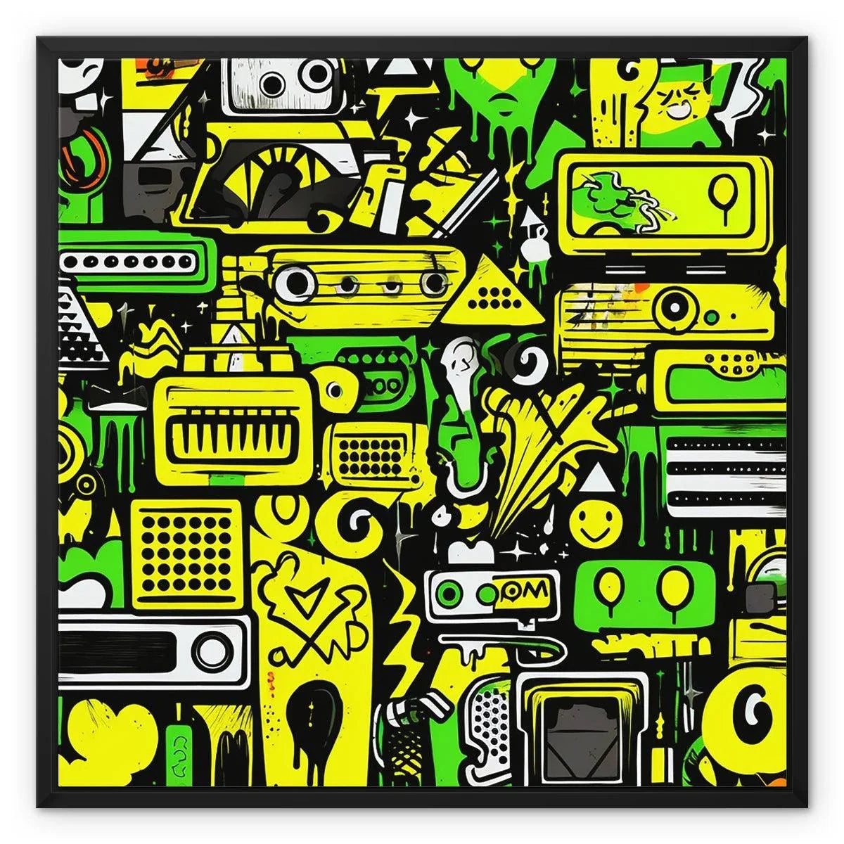 Graffiti Green and Yellow Abstract: A Dive into Vibrant Urban Art Framed Canvas by Prodigi