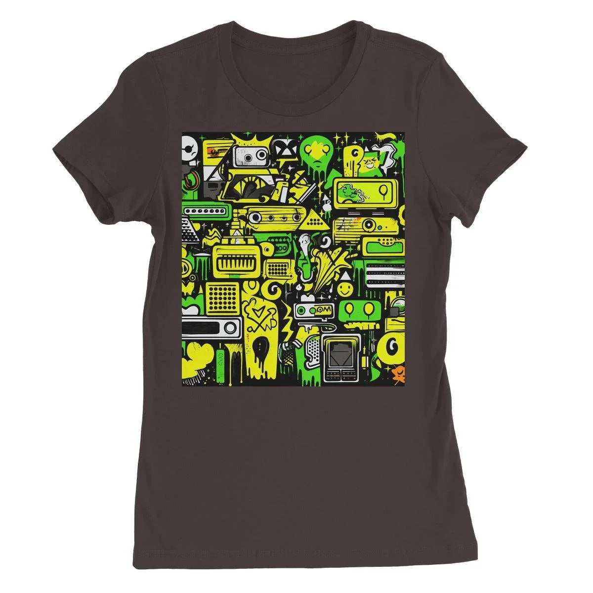 Graffiti Green and Yellow Abstract: A Dive into Vibrant Urban Art Women's Favourite T-Shirt - D'Sare 