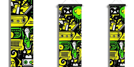 Graffiti Green and Yellow Abstract: A Dive into Vibrant Urban Art Wall Height Chart by Prodigi