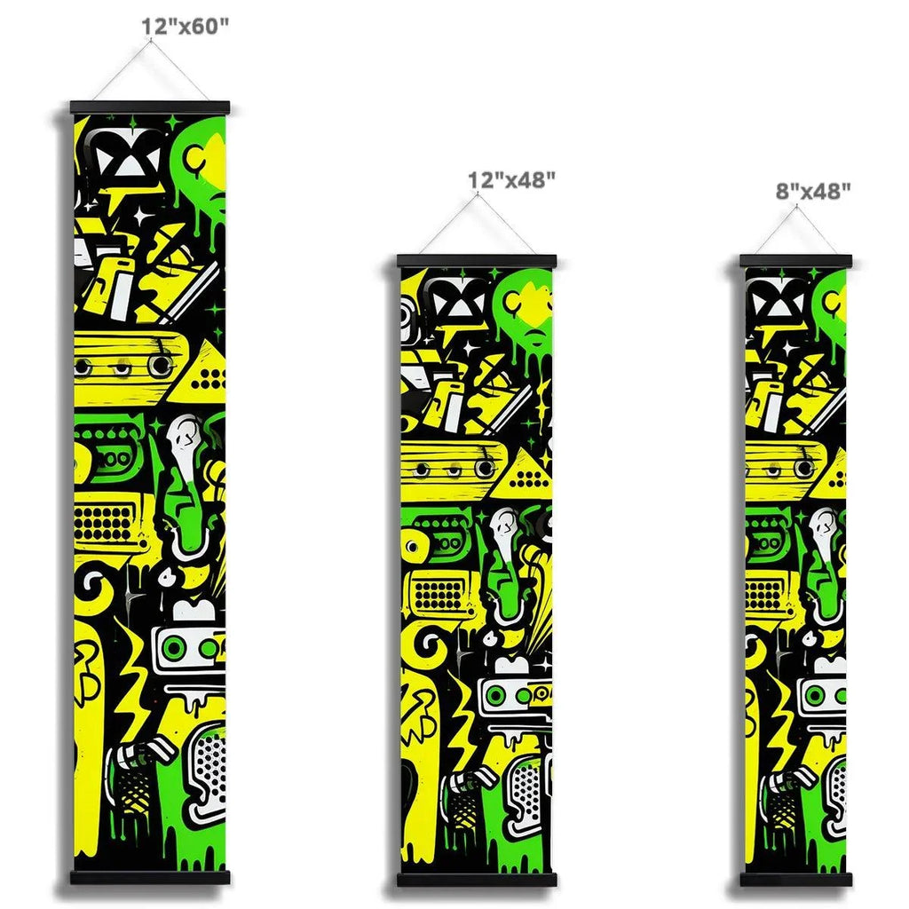 Graffiti Green and Yellow Abstract: A Dive into Vibrant Urban Art Wall Height Chart - D'Sare 