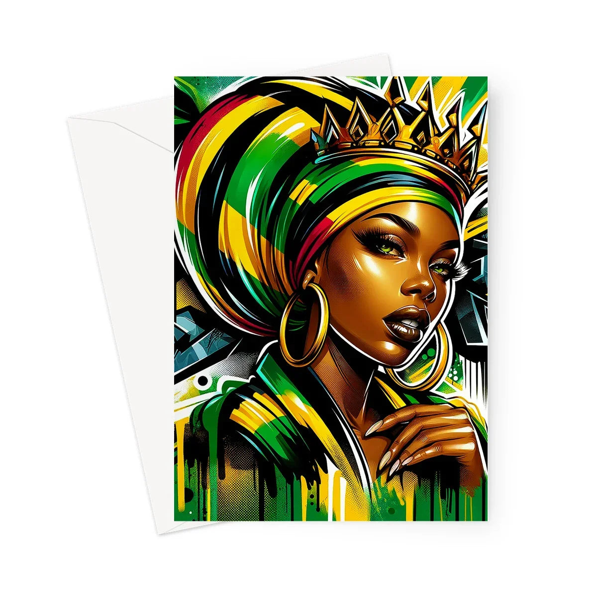 Gift For Her Rasta Queen Street Black Women Gift Greeting Card - D'Sare